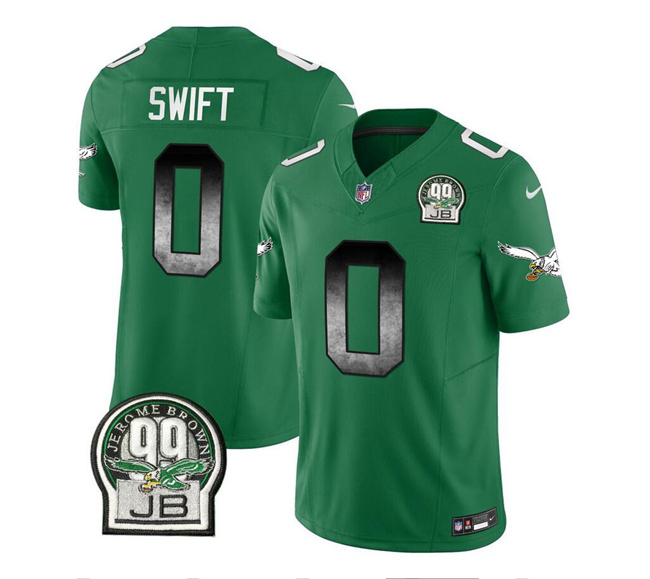 Men's Philadelphia Eagles #0 D'Andre Swift Green 2023 F.U.S.E. Throwback Vapor Untouchable Limited Football Stitched Jersey